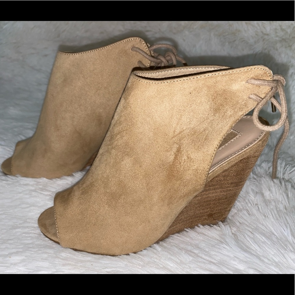 Suede lace up wedges